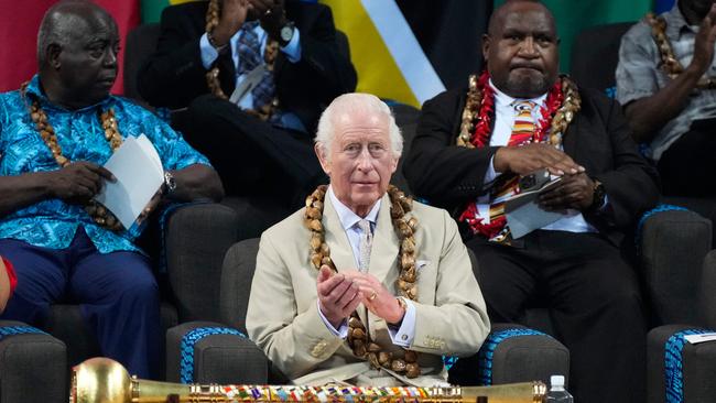 King Charles at the opening ceremony for the Commonwealth Heads of Government Meeting in Apia. Picture: AFP.