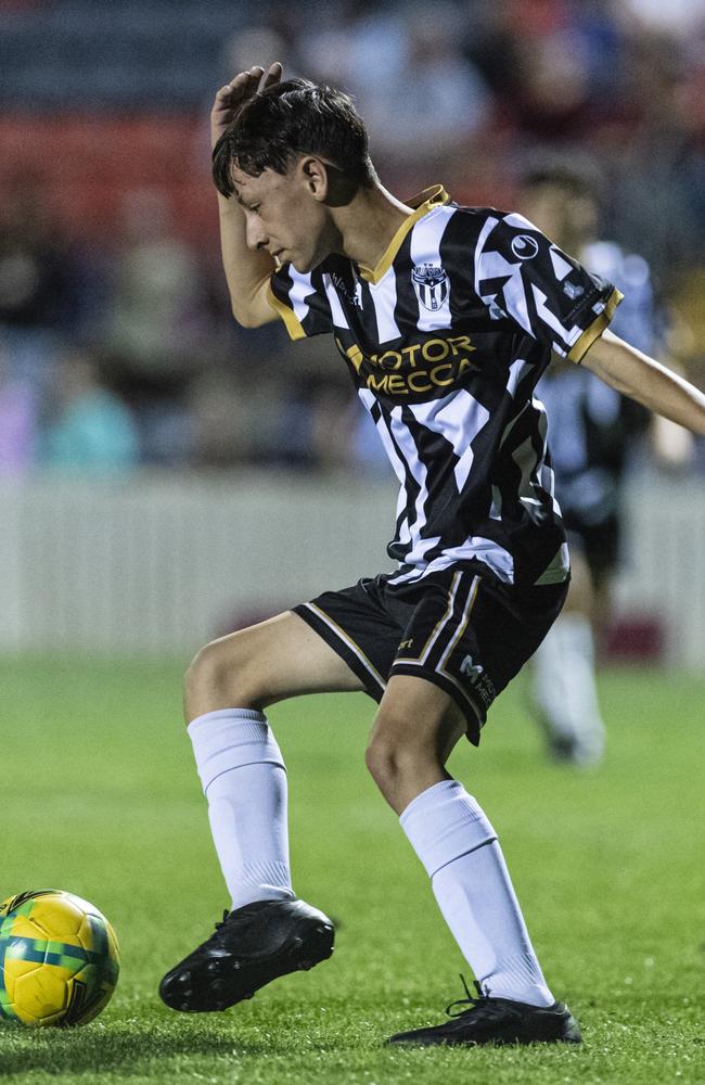 William Addison of Willowburn against TAS United in Football Queensland Darling Downs Community Juniors U13 Junior League grand final at Clive Berghofer Stadium, Friday, August 30, 2024. Picture: Kevin Farmer