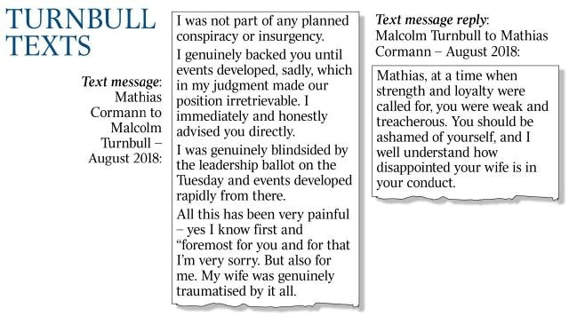 Malcolm Turnbull's texts, as revealed in Media Diary.