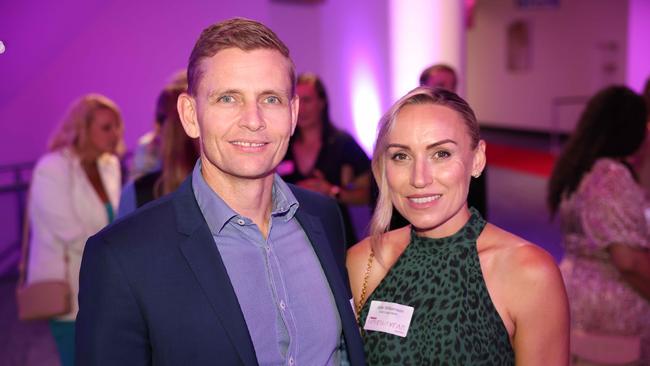Adam OBrien and Jade Williamson at the Gold Coast Bulletin Women of the Year Awards 2024 launch at Gold Coast Convention and Exhibition Centre. Picture, Portia Large.
