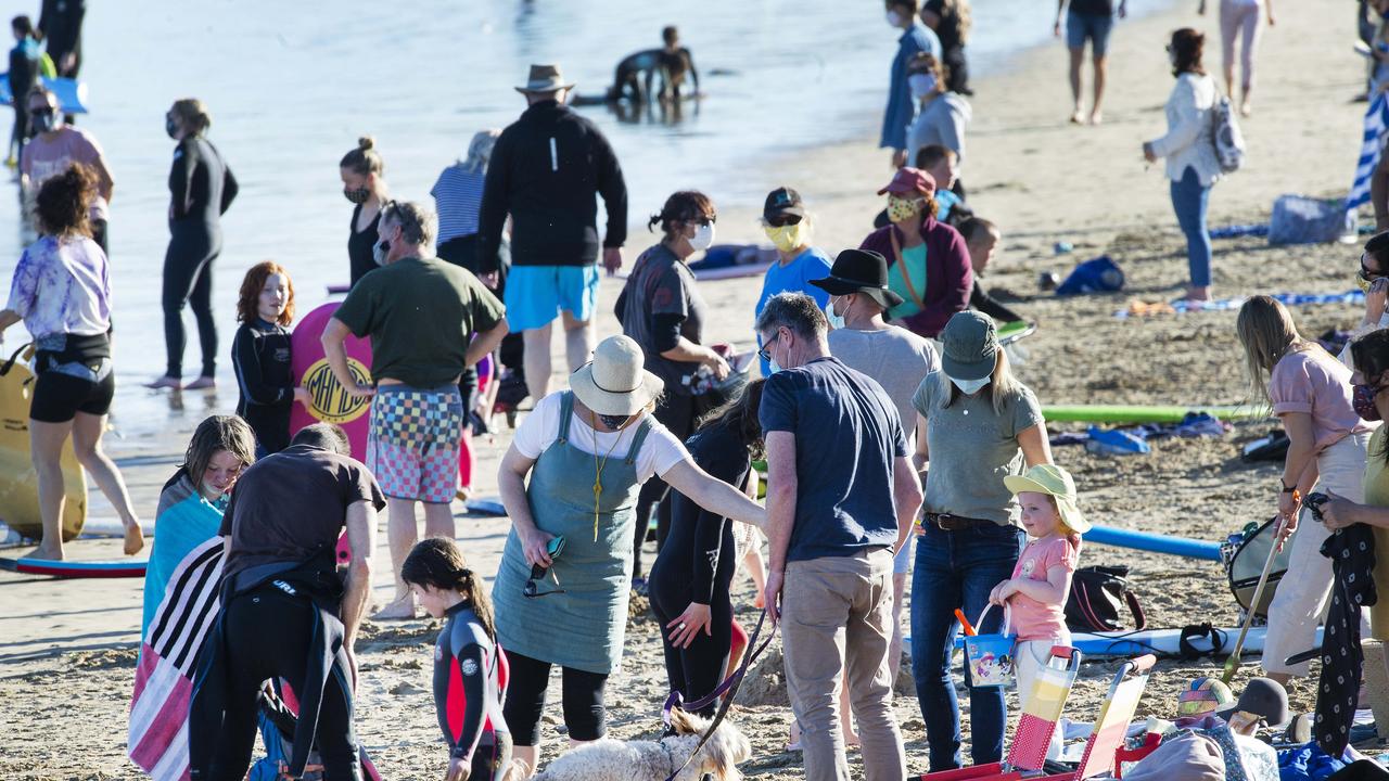 Ocean Grove beach on Saturday. Picture: Rob Leeson