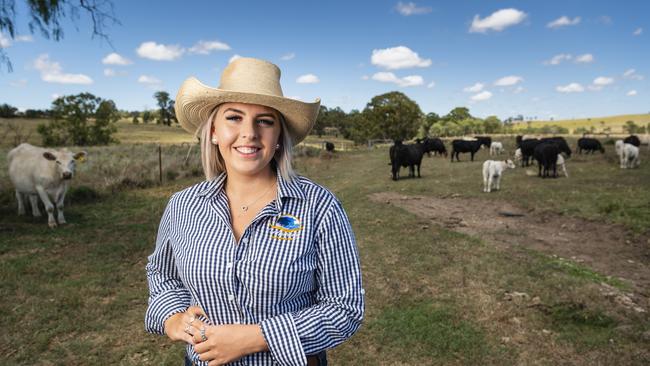 Chelsea Hartwig of AgForces School to Industry Partnership Program on the family farm Hartwig Pastoral Co that she manages. Picture: Kevin Farmer