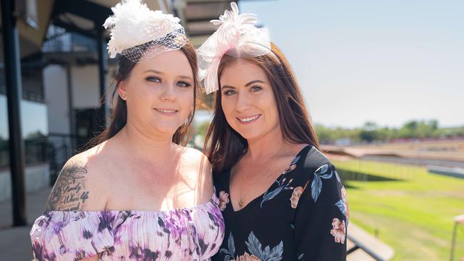 Tiana Austine and Yaz Cooper at the 2023 Darwin Cup Carnival Guineas Day. Picture: Pema Tamang Pakhrin