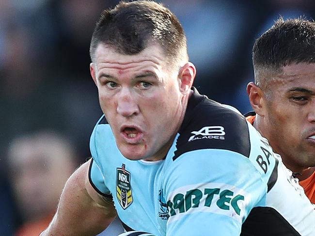 Cronulla's Paul Gallen in action during the Cronulla Sharks v Wests Tigers NRL match at Southern Cross Group Stadium, Cronulla. Picture: Brett Costello