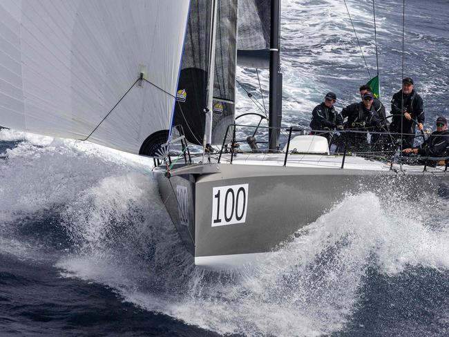 This handout photograph taken on December 27, 2022 and released by Rolex shows yacht Caro heading towards Hobart during the 2022 Sydney to Hobart yacht race. (Photo by Andrea Francolini / ROLEX / AFP) / --- RESTRICTED TO EDITORIAL USE - MANDATORY CREDIT "AFP PHOTO / ROLEX/ ANDREA FRANCOLINI" - NO MARKETING NO ADVERTISING CAMPAIGNS - DISTRIBUTED AS A SERVICE TO CLIENTS ---