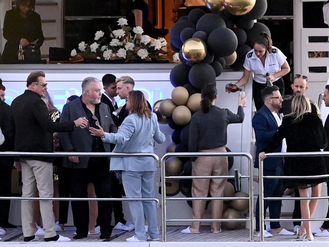 Kyle Sandilands celebrates his 50th birthday with friends on Sydney Harbour. Photo Jeremy Piper