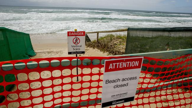 Sand erosion at Narrowneck due to Tropical Cyclone Oma. Picture: Jerad Williams