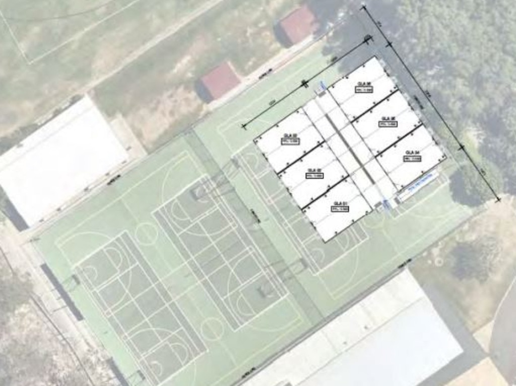 St Edmund’s College proposed new demountable classrooms on their outdoor basketball courts. SUPPLIED.