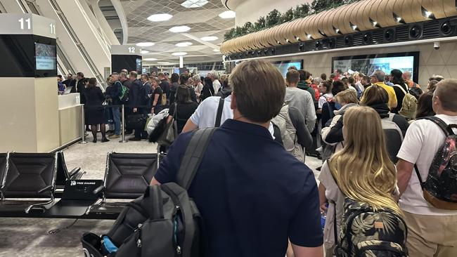 Kylie said they waited 11 hours at Baku Airport. Picture: Supplied