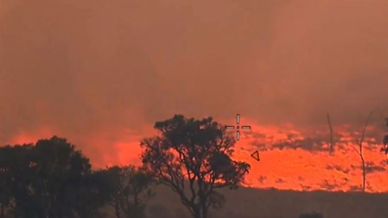 An aerial view of the Wallangarra bushfire. Picture: QFES