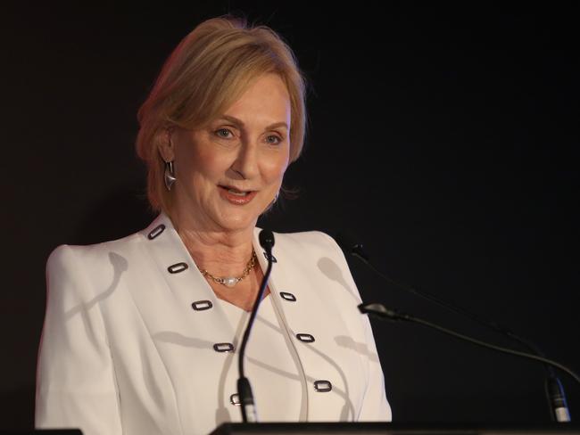 Elizabeth Bryan, Chairman and Independent Non-Executive Director of Virgin Australia, speaks at the Virgin Australia AGM in Fortitude Valley, Brisbane, Wednesday, November 8, 2017. (AAP Image/Jono Searle) NO ARCHIVING,