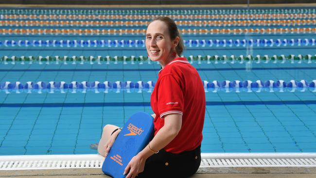 Kate Casey, who lives with multiple sclerosis, will participate in the MS Super Splash at Long Tan Memorial Pool on Saturday. Picture: Evan Morgan