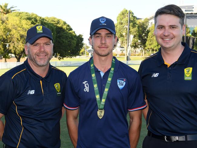 Ryan Hicks after being named player of last summer’s U19 nationals grand final. Picture: Cricket Australia.