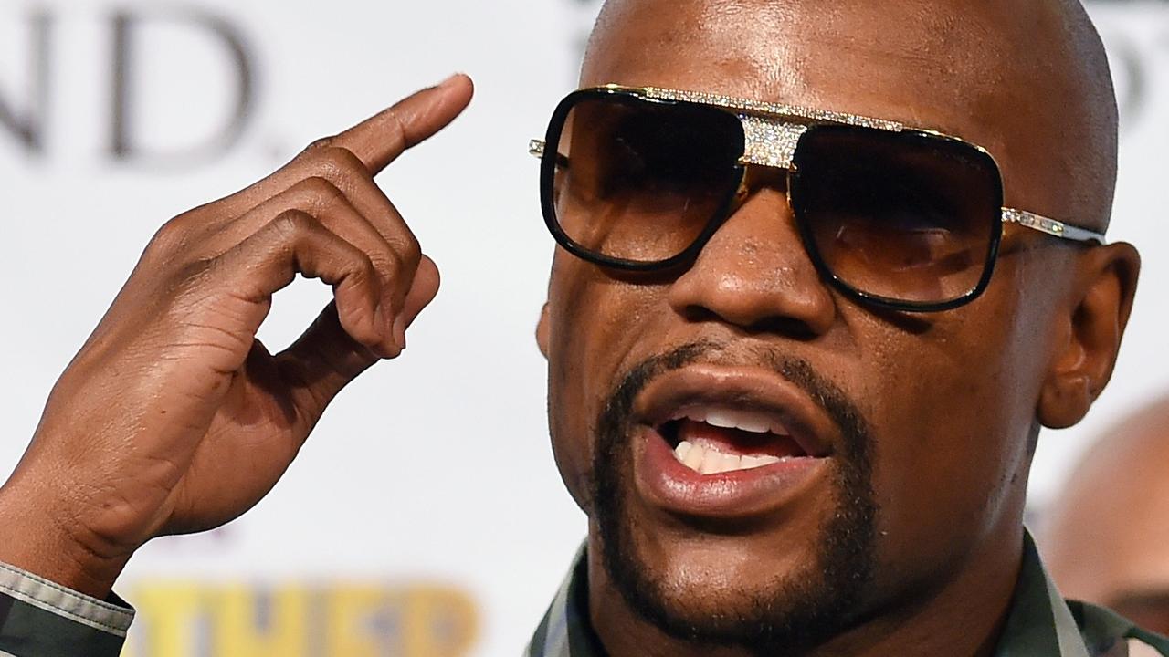 LAS VEGAS, NV - SEPTEMBER 09: Boxer Floyd Mayweather Jr. speaks during a news conference at MGM Grand Hotel & Casino on September 9, 2015 in Las Vegas, Nevada. Mayweather will defend his WBC/WBA welterweight titles against Andre Berto on September 12 at MGM Grand in Las Vegas. Ethan Miller/Getty Images/AFP == FOR NEWSPAPERS, INTERNET, TELCOS & TELEVISION USE ONLY ==