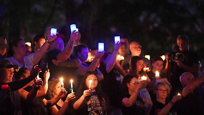 A vigil for slain Hervey Bay Uber driver Scott Cabrie. Picture: Patrick Woods.