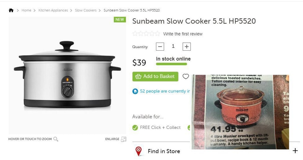 Sunbeam Slow Cooker 5.5L Stainless Steel - HP5520