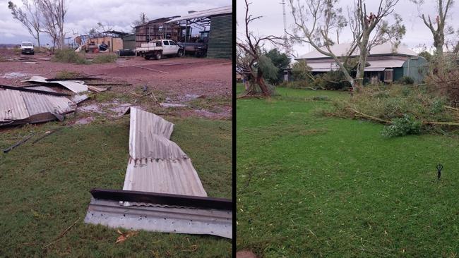 The owner of Yarrie Station, near Marble Bar, sheltered early Friday morning as the eye of Ilsa moved over her property. Picture: 6PR