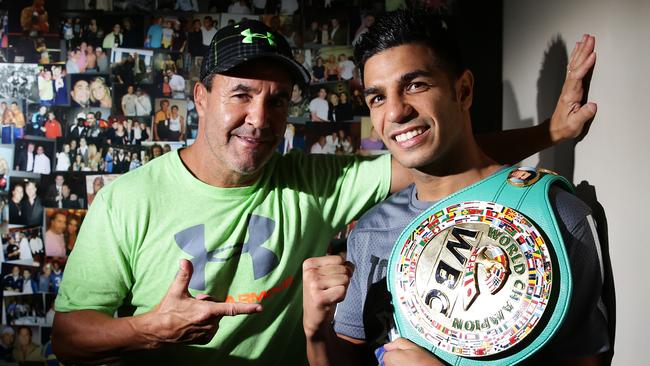 Billy Dib wants to emulate Jeff Fenech’s feat of world titles in three weight divisions. Picture: Brett Costello