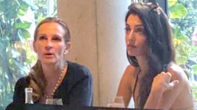 Julia Roberts with Amal Clooney in Brisbane last year. Picture: Instagram/carlaghira