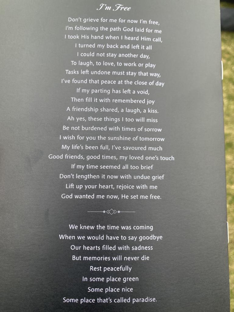 Poem to be read at the service.