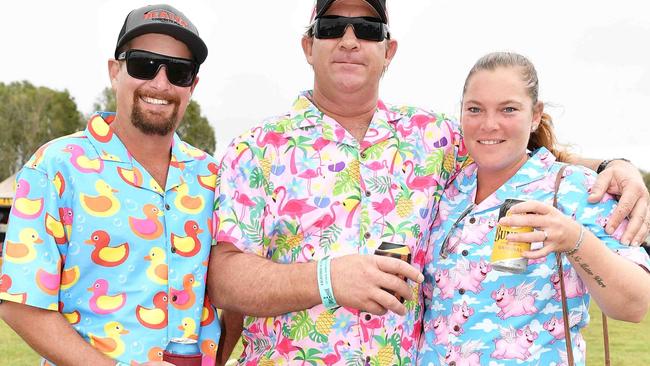 Sean Jarrott, David Hagger and Hayley Jarrott at Lighthouse Country Music Festival, Burnett Heads. Picture: Patrick Woods.