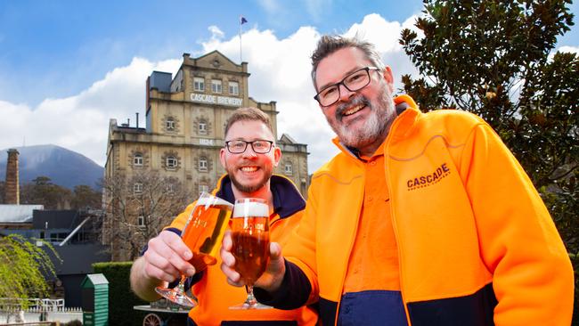 Cascade brewing manager Patrick Seaford and head of manufacturing Brendan Flanagan with new Cascade origins beer. Picture: Linda Higginson