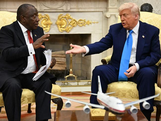 South Africa’s Cyril Ramaphosa sat through cable-news-style ambush on ‘white genocide’ claims in South Africa. (Photo by Jim WATSON / AFP)