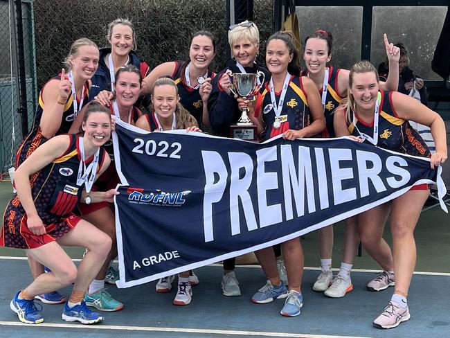 Diggers Rest celebrates its A-Grade netball premiership