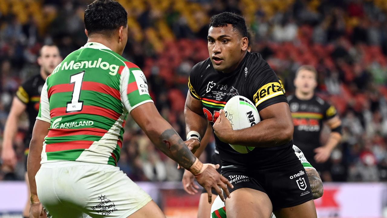 Tevita Pangai takes the ball up against the South Sydney Rabbitohs in Round 23. Picture: NRL Photos