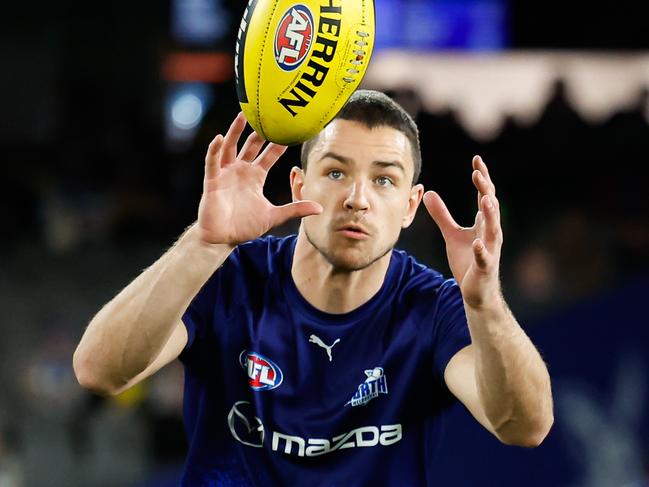 Luke Davies-Uniacke combined with Tristan Xerri four times against Richmond. Picture: Dylan Burns/AFL Photos via Getty Images