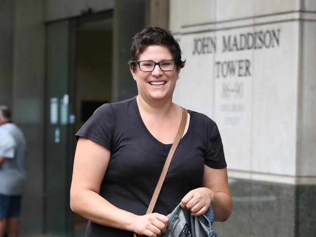 Alice Voigt leaving John Maddison Tower following the District Court hearing in February. Picture by Ryan Osland