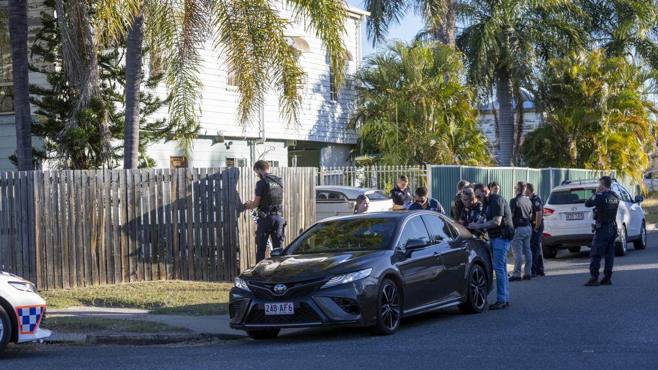 Police at the scene of an alleged homicide in West Street, Allenstown, on August 21, 2022. Police were called at about 3:50pm to the residence where the body of a woman was located inside the property. A crime scene has been declared to investigate the death, which is being treated as suspicious.? A 35-year-old man is currently speaking with police.