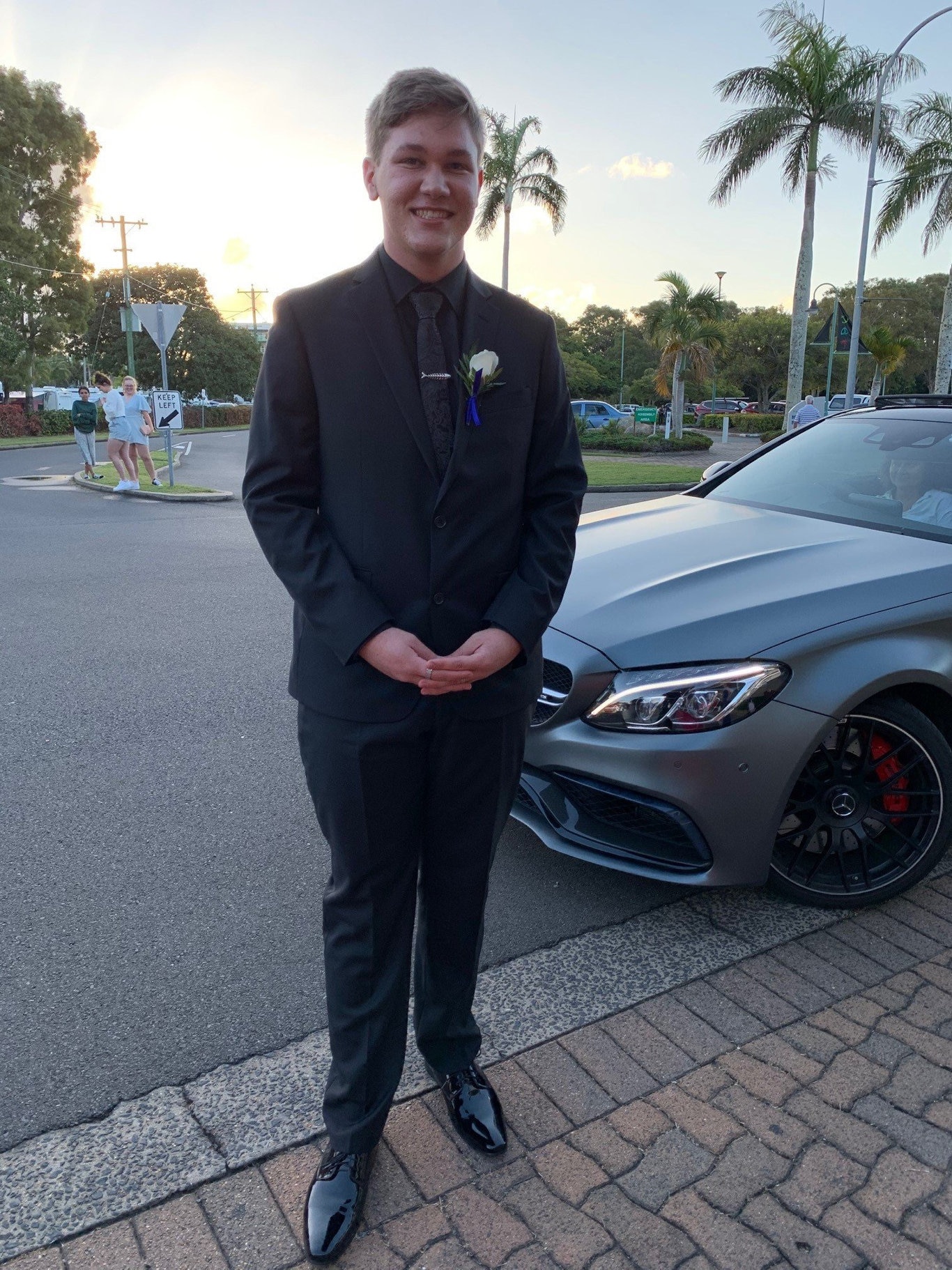 Owen Nicholls arrives at the Fraser Coast Anglican College formal at the Hervey Bay Boat Club.