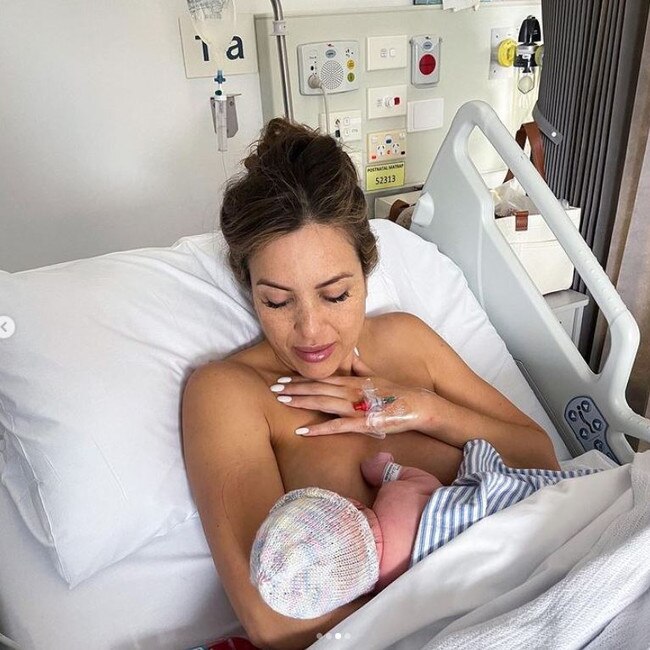 Former MAFS Geelong-based Nadia Stamp and partner Glen Talaric have welcomed a baby girl Giselle Grace on 11/4/22. Picture: Instagram