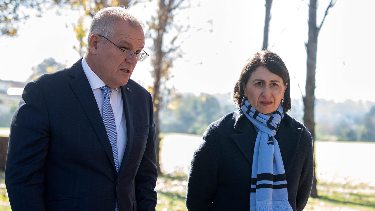 Scott Morrison and Gladys Berejiklian in North Richmond, in northwest Sydney, last June. Picture: Bianca De Marchi