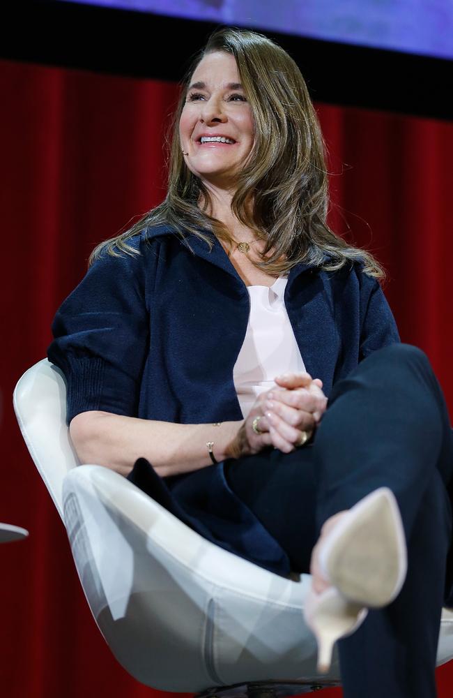 Melinda Gates speaks during the Lin-Manuel Miranda In conversation with Bill &amp; Melinda Gates panel in 2018. Picture: Getty Images