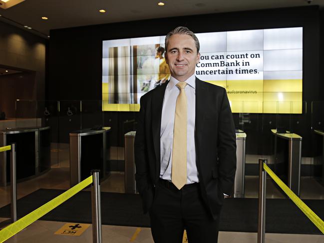 CBA Chief Exec Matt Comyn at the Commonwealth bank offices at Darling park in Sydney CBD on the 2nd of April 2020.