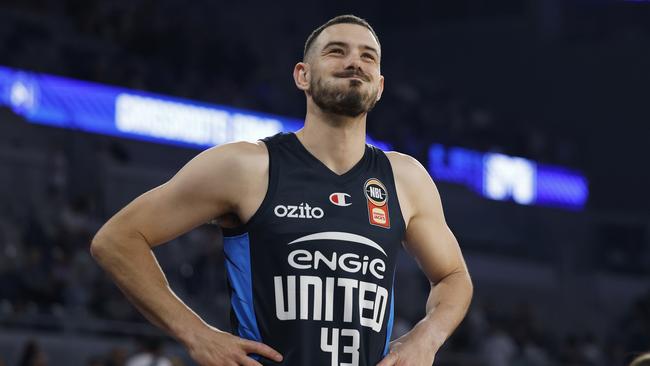 MELBOURNE, AUSTRALIA - OCTOBER 27: Chris Goulding of United reacts ahead of the round six NBL match between Melbourne United and Cairns Taipans at John Cain Arena, on October 27, 2024, in Melbourne, Australia. (Photo by Daniel Pockett/Getty Images)