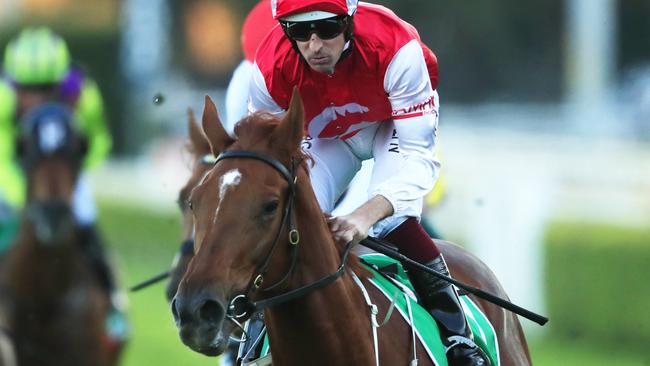 Hugh Bowman produced a well-judged ride on the promising Opacity in the last at Randwick. Picture: AAP