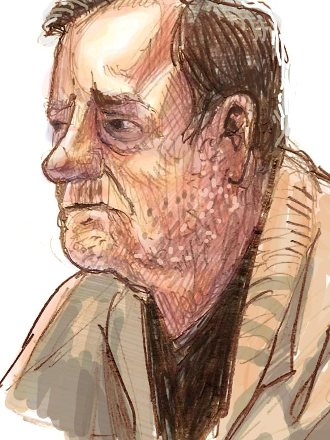 Gregory Keith Davies in an out of sessions hearing. Sketch: Mitchell Toy