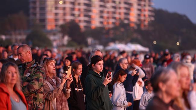 Crowds take part in the ANZAC Dawn Service on April 25, 2024 in Currumbin, Australia. (Photo by Chris Hyde/Getty Images)