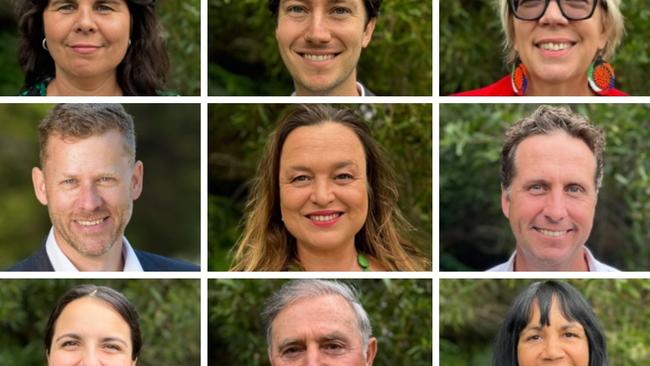 Byron Shire Council 2024: Top row: (from left to right) Michelle Lowe, Jack Dods and Janet Swain. Middle row: Michael Lyon, Sarah Ndiaye and Asren Pugh. Bottom row: Elia Hauge, David Warth and Delta Kay.