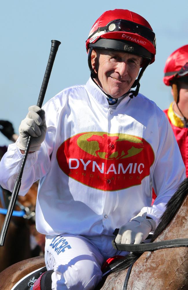 Jeff Lloyd all but sealed the jockeys’ premiership with a double at Doomben on Wednesday. The evertan hoop has a 5.5 win lead over Jim Byrne. Picture: Darren England