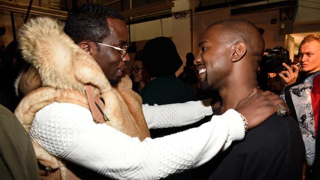 Sean 'Diddy' Combs and Kanye West backstage at the Adidas YEEZY fashion show in February 2015. Picture: Kevin Mazur/Getty Images for Adidas