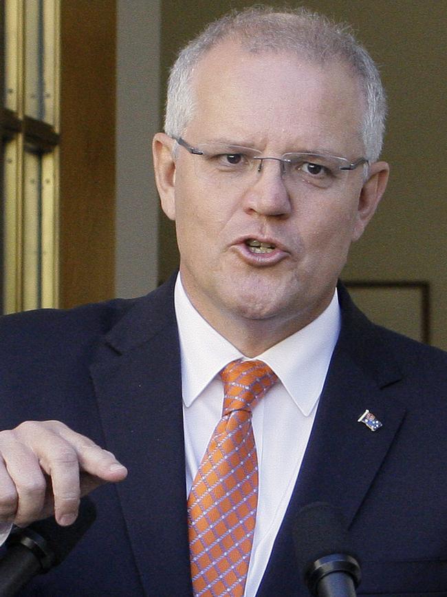 Prime Minister Scott Morrison in Canberra on Tuesday. Picture: AP Photos/Rod McGuirk