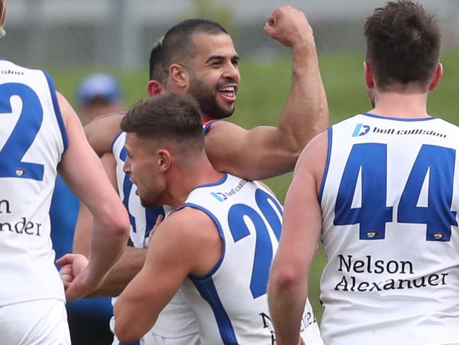 Ahmed Saad after scoring a goal for West Preston during the NFL footy: West Preston-Lakeside v North Heidelberg game played in Preston. Sunday, September 15, 2019. Picture: David Crosling