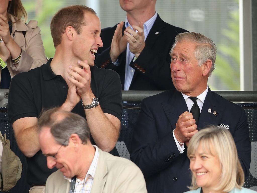 Father and son getting on famously at the Invictus Games athletics in 2014. Picture: Chris Jackson/Getty Images