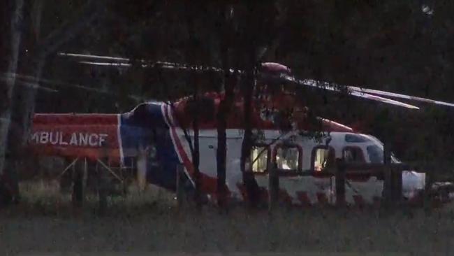 A 33-year-old Briagolong woman and a 12-year-old Briagolong girl were treated by paramedics for life-threatening injuries, and flown to hospital. Picture: Nine News