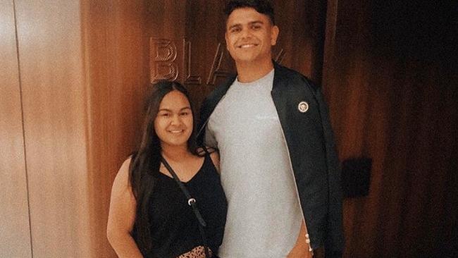 Latrell Mitchell rushed to Taree this week to drive pregnant partner Brielle to stay with his parents.