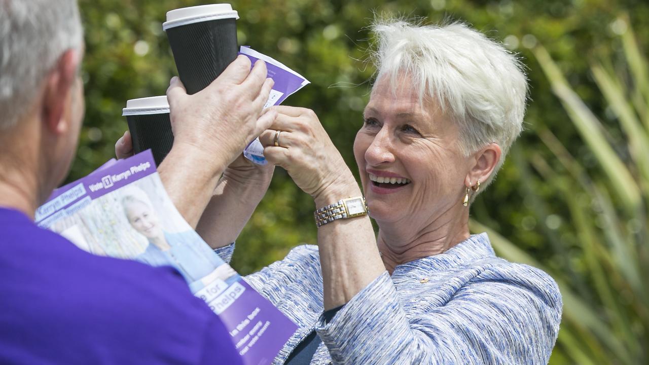 Independent candidate in the Wentworth by-election, Kerryn Phelps, at pre-polling at Waverly Oval. Picture: Dylan Robinson.